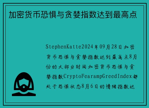 加密货币恐惧与贪婪指数达到最高点 